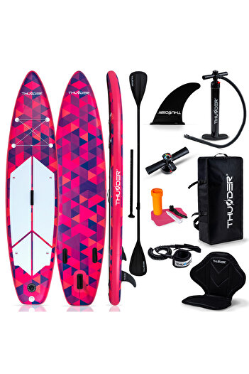 Thunder Volca Inflatable SUP Board, 320x75x15cm, Set With Backpack, Seat, Pump, Pink