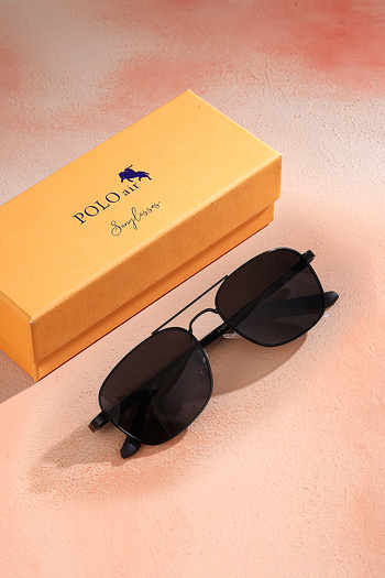 Polo Air Polarized Light Frame Spring Handle Unisex Sunglasses Black Color Plg-2103C1