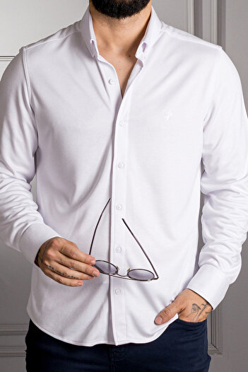 Sarar Interview Carina Modal White Shirt