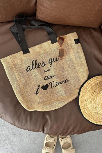 TENA Women's Straw Bag with Double Strap Inside Lined and Zippered Straw Bag