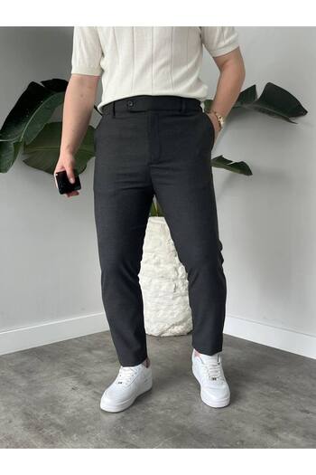 KHAYN ERKEK SLİM FİT İTALYAN KESİM KEMERLİ NORMAL BEL KUMAŞ PANTALON KHKP2048