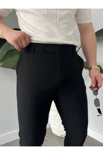 KHAYN ERKEK SLİM FİT İTALYAN KESİM KEMERLİ NORMAL BEL KUMAŞ PANTALON KHKP2048