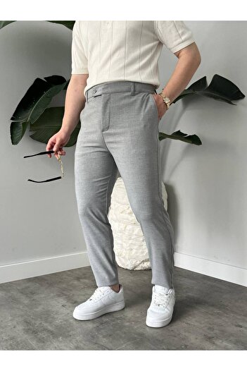 KHAYN ERKEK SLİM FİT İTALYAN KESİM KEMERLİ NORMAL BEL KUMAŞ PANTALON KHKP2048
