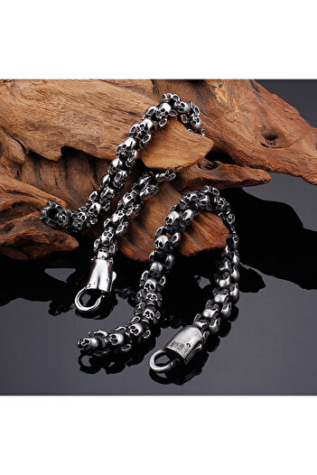 Viking Skull Skull Design Adjustable Tarnish&Rustproof 316L Steel Bracelet