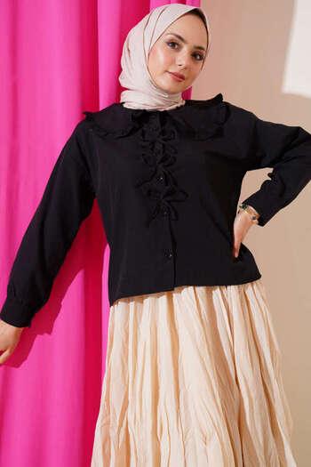 MODA Baby Collar Bow Detailed Skirt Top Crop Shirt