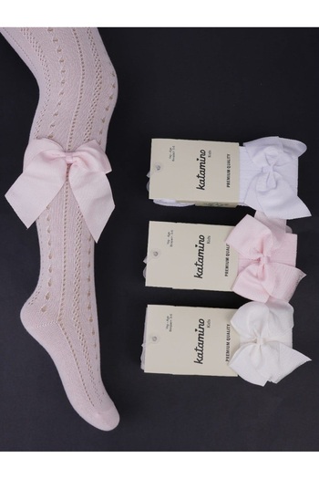 Katamino Ferya Aks Openwork Fishnet Pantyhose with Bow Detail