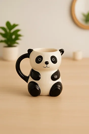 İZart Panda Mug Fully Handmade Special Series Special Design Mug