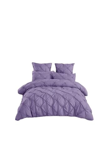 OEM Double bed linen set, embroidered pleats, plain, 6 pieces, fine cotton, 230x250cm, lilac