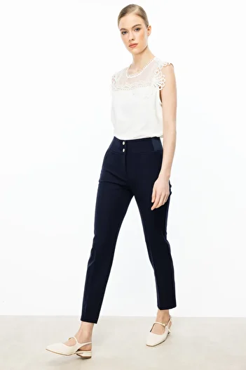 Ekol Double Button Trousers with Elastic Waist
