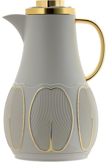 ALSAIF DEVA Coffee and Tea Vacuum Flask, leak-proof and keeps drinks hot, 1 Liter, light gray/Gold