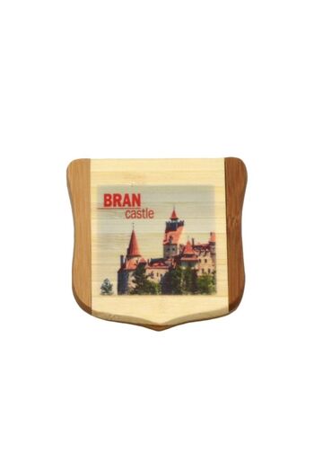 OEM Handbag Mirror with Wooden Case, Bran Castle, 8x11cm, Multicolor, M1