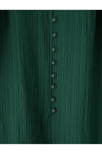 Modamorfo Top Buttoned V-Neck Crinkle Shirt -Emerald