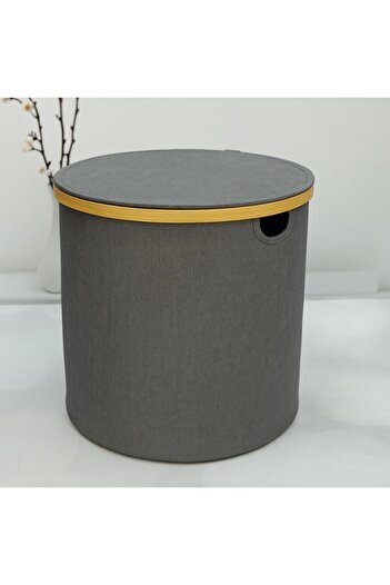 AROW Foldable Round Basket with Lid Tkebt Gray 50 Liter