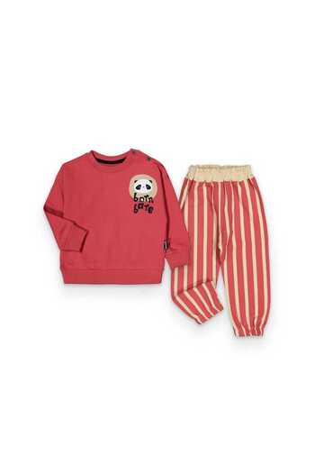 by Ram Çocuk Striped Baby Boy Red Double Suit