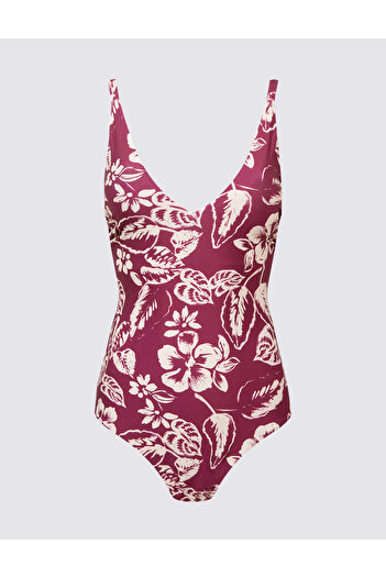 Marks & Spencer Regular Fit Yaprak Desenli Plunge Mayo