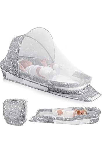 Yelajoy Portable Folding Baby Bed, With Sun Canopy and Mosquito Net, 41x42x14 cm, for 0-36 Months