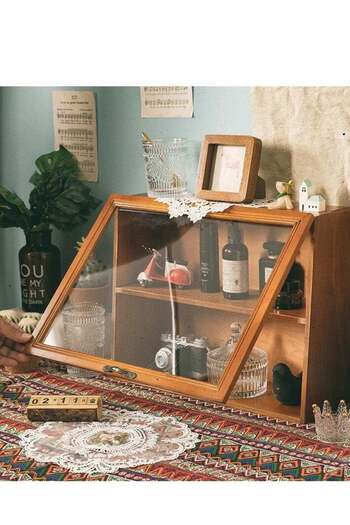 COOYA Mini Display Case Collectibles for Desktop Display Stand Cabinet for Organization and Decoration