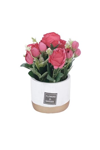 OEM Artificial Roses in Ceramic Pot, 23x10 cm, Red
