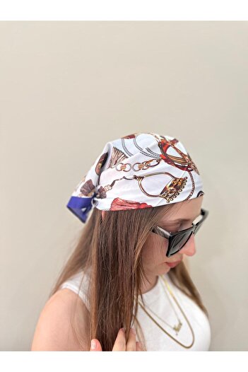 sema aksesuar Vintage Baroque Royal Chain Tassel Patterned Purple Edged Bandana - Scarf - Gift