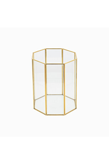 homez glass and gold trash bin