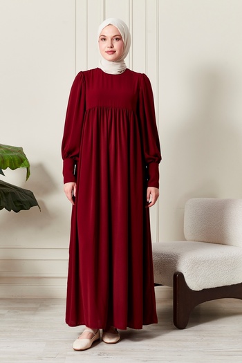 fistan Shirred Robadan Buttoned Front Viscose Fabric Tesseture Clothing Mother Dress Prayer Dress