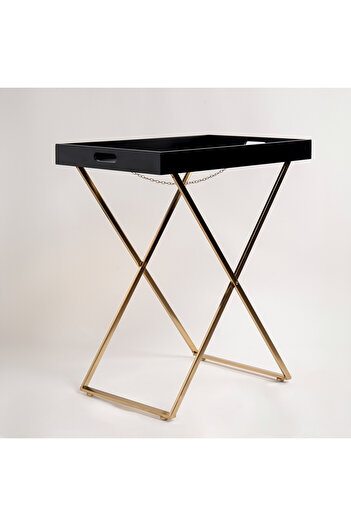 Generic Butler Table Tray Top Gold With Black