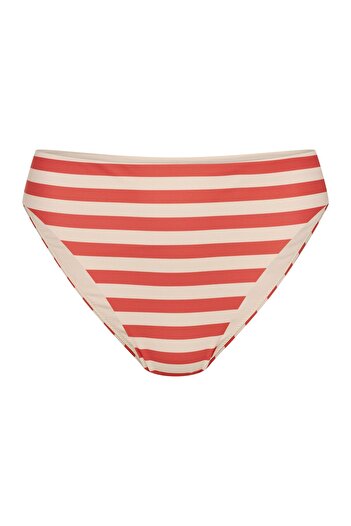 Bloovii Bikini Bottom Classic Brief with Medium Waist Striped Matte Retro Style | Malibu