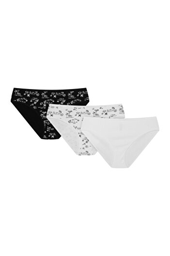 ESOTIQ Women's Classic Panties Set 3-Pack Cotton & Elastane Briefs Plain & Patterned | Mia-Mia