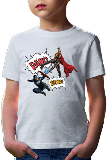 OEM Tricou copii Thor Captain America Fight Shield Hammer Comics Balloons