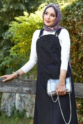 EBRUTESETTÜR فستان Salopet محتشم مع تفاصيل جيب أمامي