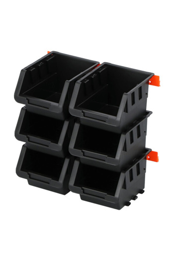 Tactix 6-Piece Wall Mountable Durable Plastic Storage Bin Set