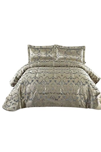 OEM Double Bed Cover and 2 Pillowcases, Satin, 3 Pieces, 2 Persons, 250x250cm, Grey