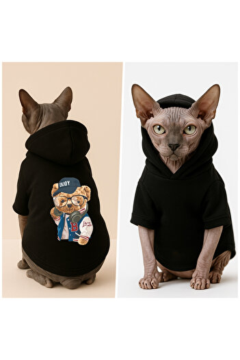 Buddy Store Cat Outfit Hooded Black Sweatshirt Hoodie Enjoy Printed Size XL