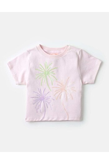 Gingersnaps Embroidered Girls' T-Shirt with Short Sleeves in Floral Design