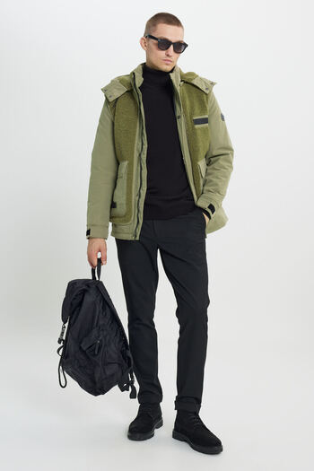 AC&Co / Altınyıldız Classics Men's Mink Standard Fit Regular Fit Windproof Thermometer Warm Hooded Coat Coat