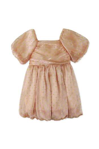 Gingersnaps Girls' Solid Dot Dress with Shiny Dots