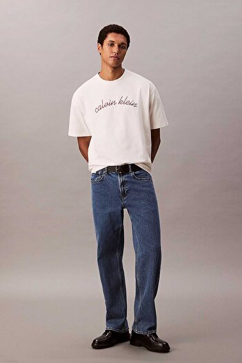 Calvin Klein Men's Ss Center Chain Stitch 116 T-Shirt - White