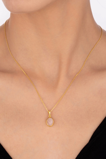 By Atölye Doğal Ay Taşı Gümüş Kolye Aytaşı Minimal Kolye
