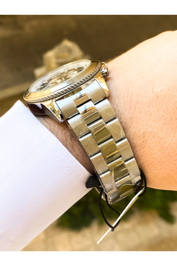 Reward Original Men Wrist Watch Waterproof Steel Cord Silver Color