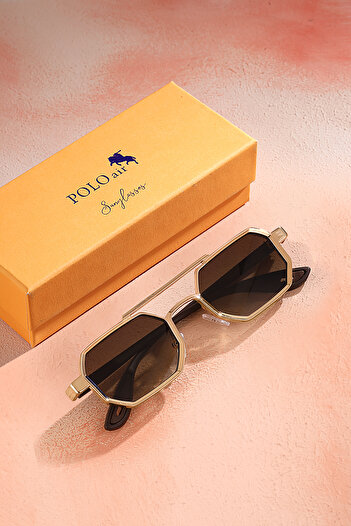 Polo Air Uv400 Protection Metal Frame Plastic Handle Unisex Sunglasses Gold Brown Color Plg-2102C5