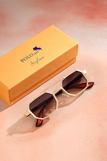 Polo Air Uv400 Protection Metal Frame Plastic Handle Unisex Sun Glasses Gold Black Red Copper Color Plg-2102C6
