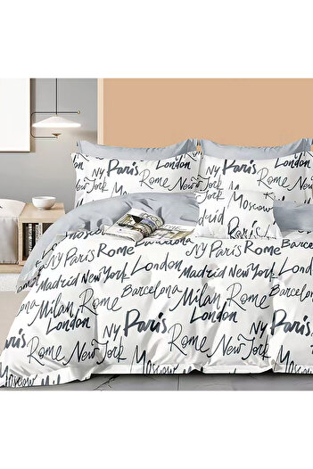 Pucioasa Printed Percale Bed Linen (Prc154) - King Size 6 Pieces With Cover