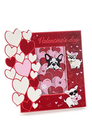 OEM Wooden photo frame Valentine's Day, red, with dog