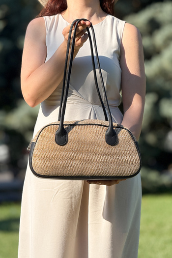 Store Women's Summer Straw Shoulder Bag – Stylish Large Bag for Daily and Beach Use