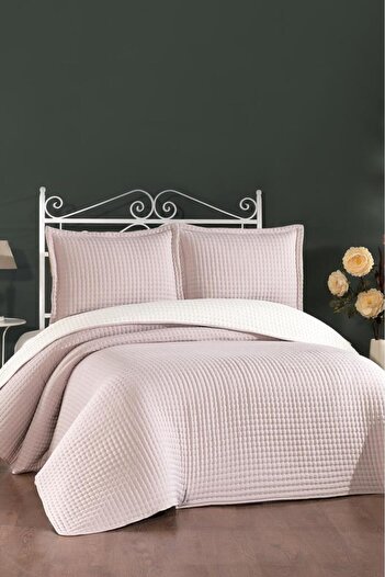 Çeyiz Diyarı Elisa Filled Double Sided Double Size 240X260 cm Bedspread Powder