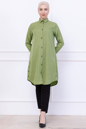 hafsamina Button Detailed Tunic Çağla Hm2737