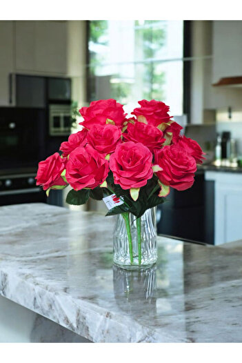MD Aspiz Flowers 2 Pieces Artificial Luxury 7 Rose Bouquet (Without Pot) Table Decoration Bridal Bouquet Peony Vase Ivy Tree