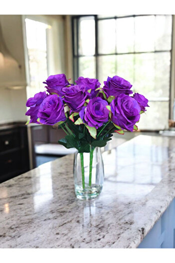MD Aspiz Flowers 2 Pieces Artificial Luxury 7 Rose Bouquet (Without Pot) Table Decoration Bridal Bouquet Peony Vase Ivy Tree