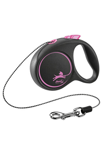Flexi Lesa Black design, Retractabila, cu Snur, XS, 3m/8kg, Roz
