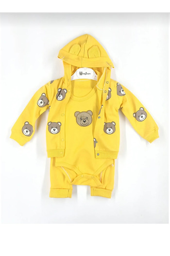 Nayinom Teddy Bear Printed 3-Piece Baby Set